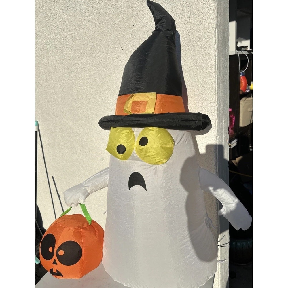 Gemmy Halloween Witch Ghost Pumpkin LED  Airblown Inflatable 3.5 tall‎